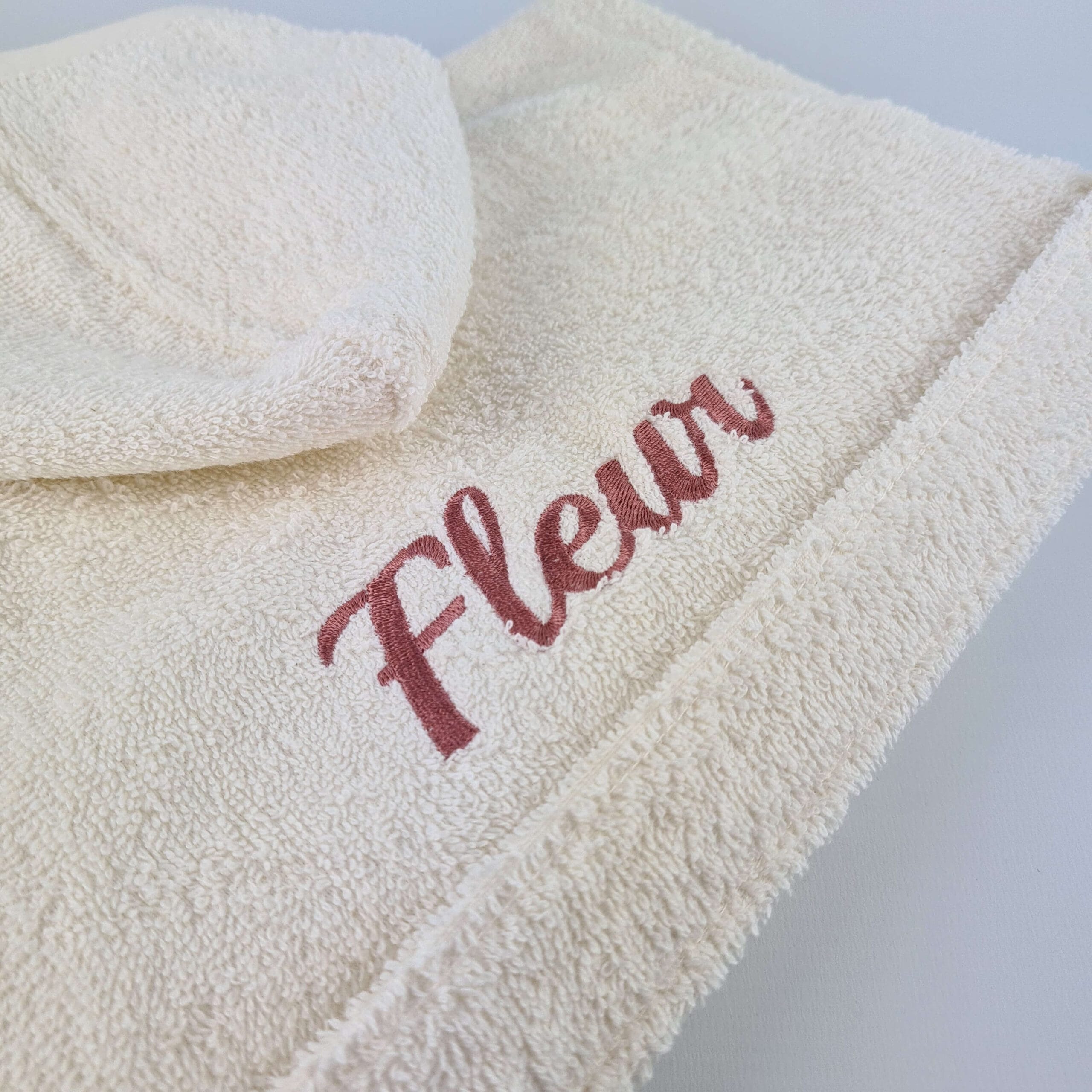 Gepersonaliseerde badcape met naam - Ecru - Afbeelding 5
