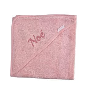 Gepersonaliseerde Badcape met naam geborduurd kleur Baby Roze pink