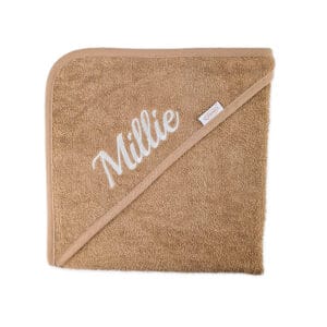 Gepersonaliseerde Badcape met naam geborduurd kleur Sand beige