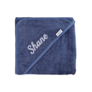 Gepersonaliseerde Badcape met naam geborduurd kleur Blue Silk Jeans blauw