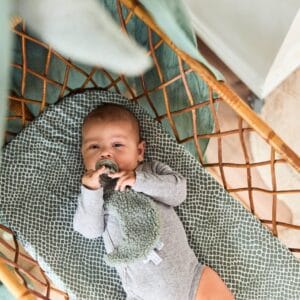 Knuffeldoekje teddy moon ash green jollein speenknuffel gepersonaliseerd voorzien van naam geborduurd groen gepersonailseerd