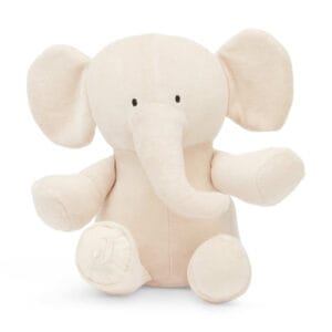 Knuffel olifant nougat crème gepersonaliseerde knuffel voorzien van naam in oor geborduurd