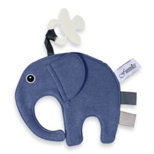 Ollie Blue Silk gepersonaliseerde speenknuffel helder blauw Elephant Olifant knuffeldoekje met naam