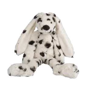 Knuffel konijn met naam dalmatiër stippen zwart wit