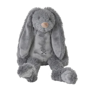 Knuffel konijn met naam donker grijs