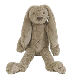 Knuffel konijn met naam taupe klei bruin