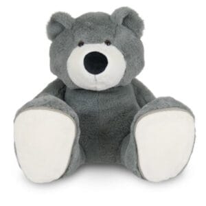 Gepersonaliseerde knuffel met naam op voetje Beer Grijs