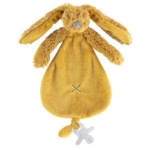Knuffeldoekje met naam Konijn - Okergeel - Gepersonaliseerde Speenknuffel