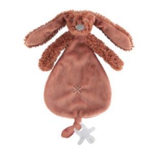 Knuffeldoekje met naam Konijn - Terra Roodbruin - Gepersonaliseerde Speenknuffel
